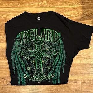 Black Tee with Green Ireland Design
